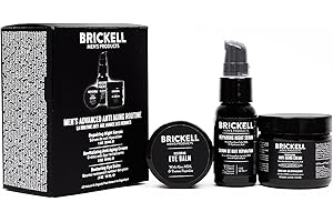 BRICKELL MEN'S PRODUCTS Brickell Men's Advanced Anti-Aging Skin Care Routine, Night Face Cream, Vitamin C Facial Serum and Eye Cream, Natural and Organic, Scented, Skin Care Gift Set