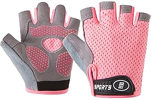 BAWNHAW Kids Fingerless Cycling Gloves Non-Slip Bike Gloves for Youth Girls Boys 3-14T, Breathable Gloves for Skating Scooter