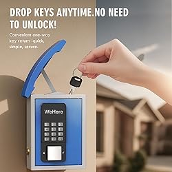 WeHere Key Lock Box with Drop Slot, Porch Hide a