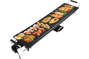 AEWHALE Electric Nonstick Extra Larger Griddle Grill-35" Teppanyaki Grill BBQ with Adjustable Temperature &Insulated Handles 