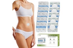 STFOCE 10pcs Castor Oil Pack Wrap, Disposable Castor Oil Pack for Belly Button, Organic Cotton Pad Self-Adhesive, Highly Absorbent, No Leakage, No Wash, Portable (Transparent)