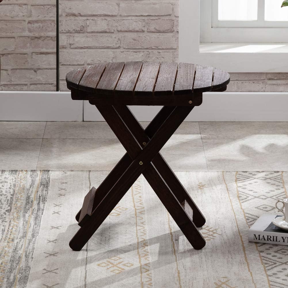 B&Z KD-41N Adirondack Round Portable Outdoor Folding Side Table Rustic Brown : Garden & Outdoor