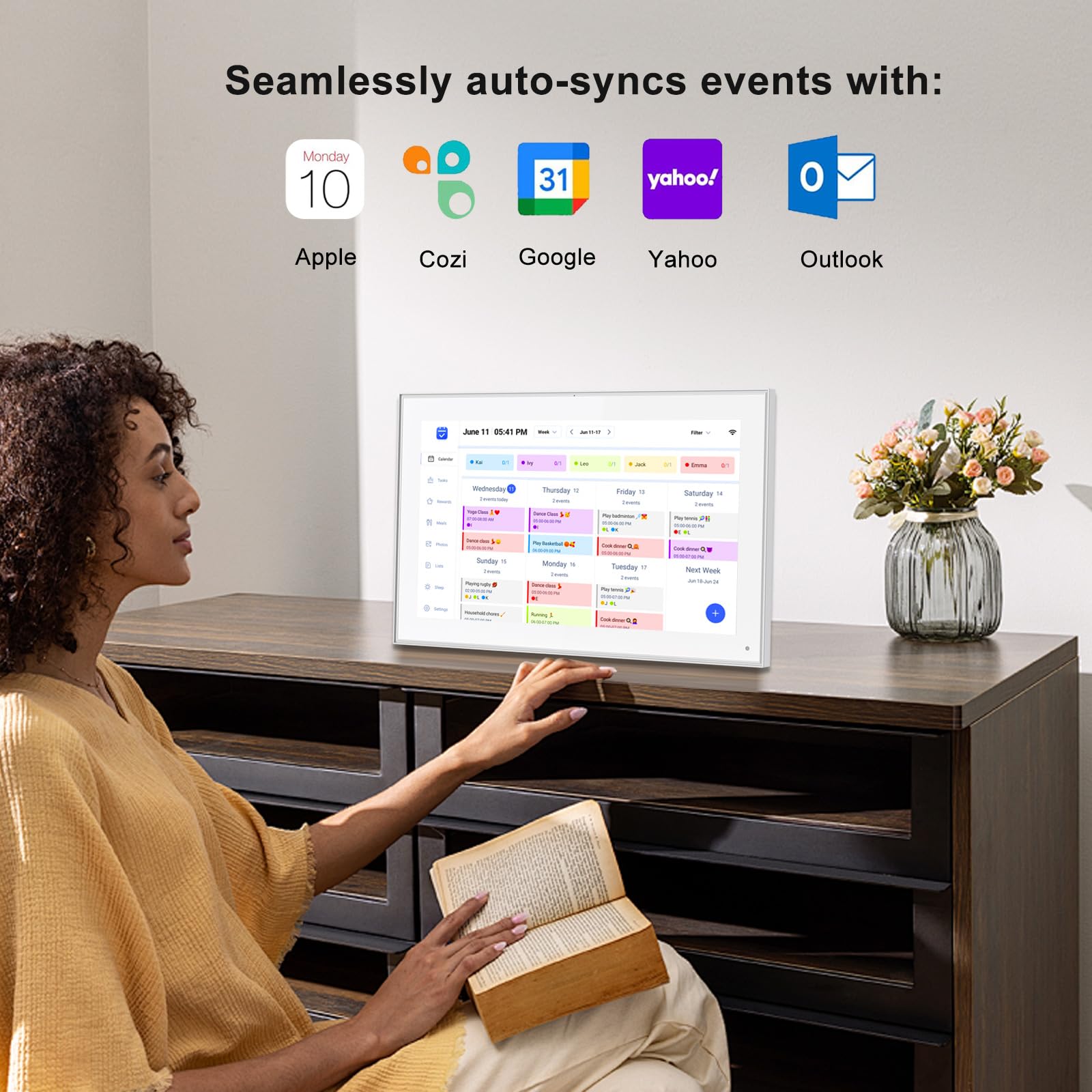 15.6 inch Wall Planner Digital Calendar & Chore Chart, Smart Touchscreen Display for Family Schedules, Hearth Display Digital Calendar, Digital Photo Frame, Great for Organizing Your 2025 Calendar