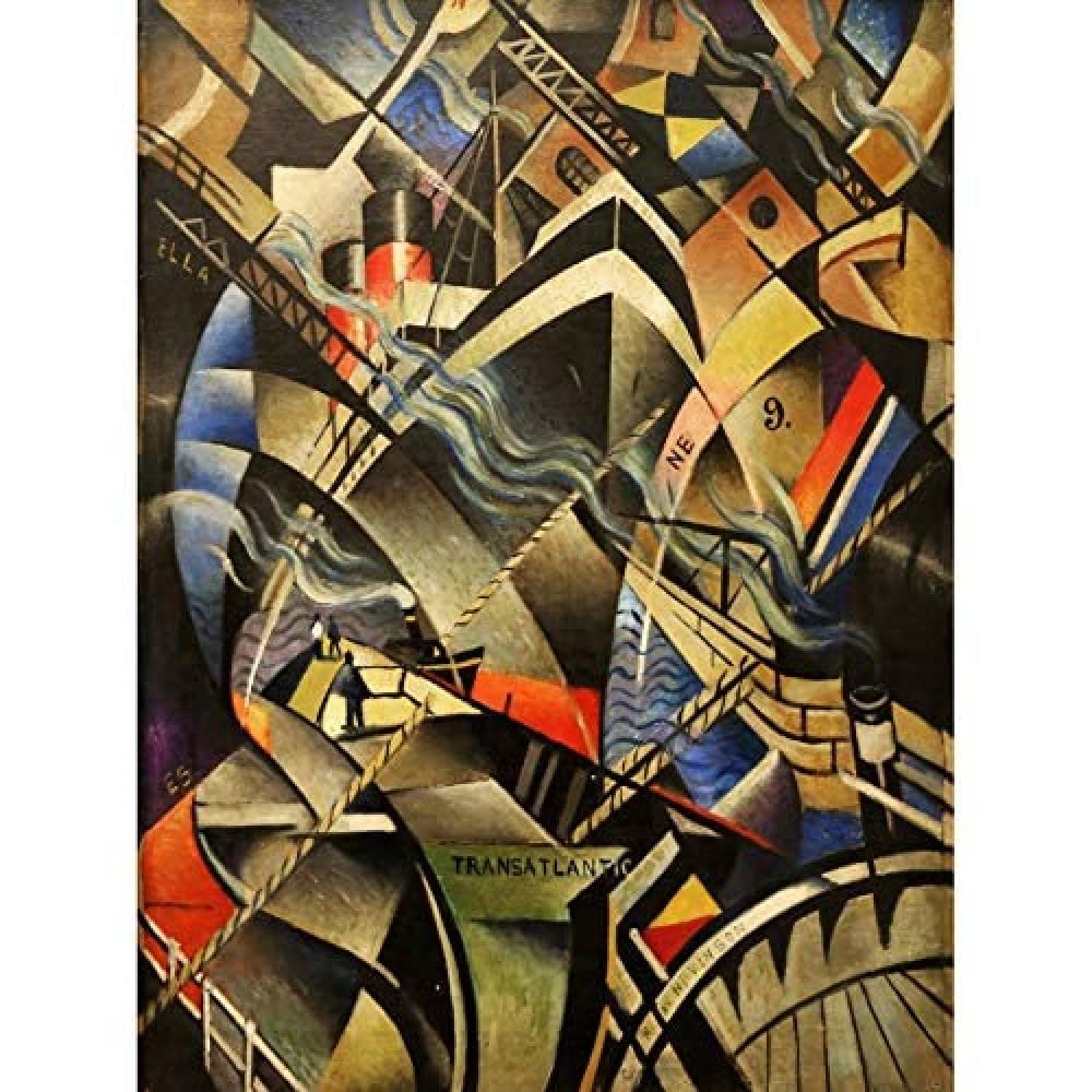 Nevinson The Arrival Abstract Futurist Painting Art Print Canvas Premium Wall Decor Poster Mural