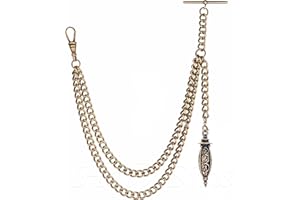 HOLY SINS JEWELLERY Handmade in the UK Bronze Colour Single Albert Pocket Watch Chain with Hollow Pendant, Bronze, 12"