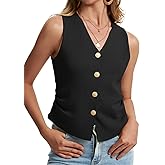 WUDODO Sweater Vest Women Dressy Button Up Knit Sleeveless Tank Tops Work Business Casual Outfits Summer