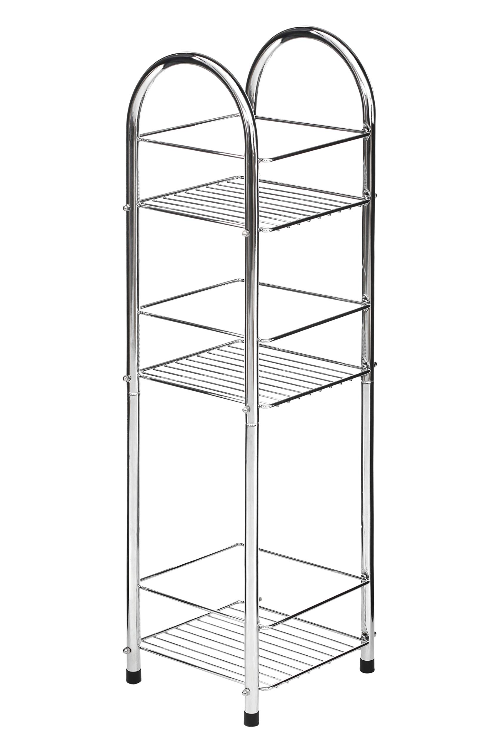 Premier Housewares 1600730 Shelving Unit Chrome Garage Storage 3 Tier Bathroom Organiser Non- Slip Shed Shelving Unit,Silver,Height 81 cm x width 24 cm x depth 22 cm