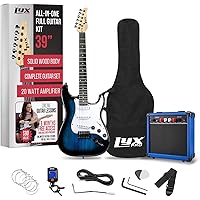 LyxPro 39 inch Electric Guitar Kit Bundle with 20w Amplifier, All Accessories, Digital Clip On Tuner, Six Strings, Two Picks,
