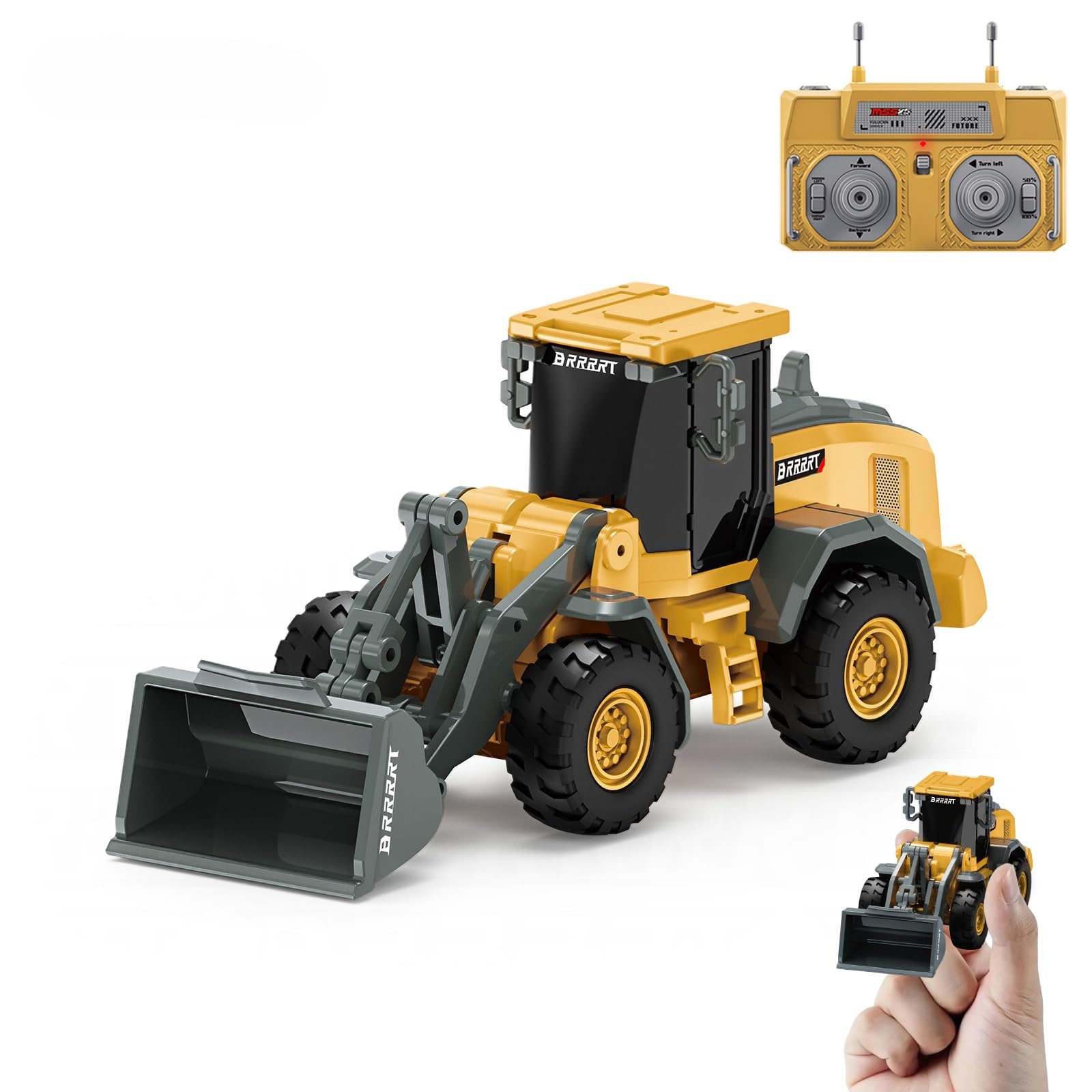 BRRRRT 1/64 RC Bulldozer Toy,Full Functional RC Construction Vehicles,Type-C Direct Charging Alloy Remote Control Bulldozer,Birthday Gifts for Boys and Girls Age 3+