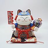 Tedkary Lucky Cat Waving Arm Fortune Cat Statue,Maneki Neko Beckoning Fengshui Wealth Cat for Welcoming for Shop, Home,Copany,Birthday Gift,Business Opening,1PC