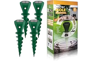 NAMEK Solar Powered Mole Repellent for Lawns 4 Pack, IP65 Waterproof Mole Trap Gopher Repellent, Noiseless Design Vibration Stakes, Repel Outdoor Groundhogs Snakes Gophers Moles Voles Armadillo