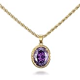 Melhill Vintage Pendant Necklace Gold Plated Amethyst Crystal Statement Jewelry for Women