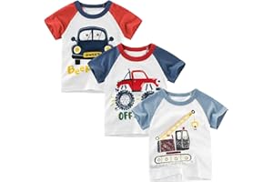Winzik Boys Shirt Toddler Shirts Kids Boys’ Short Sleeve 3-Pack Crewneck T-Shirt Tee Tops Summer Clothes 18M-8Y