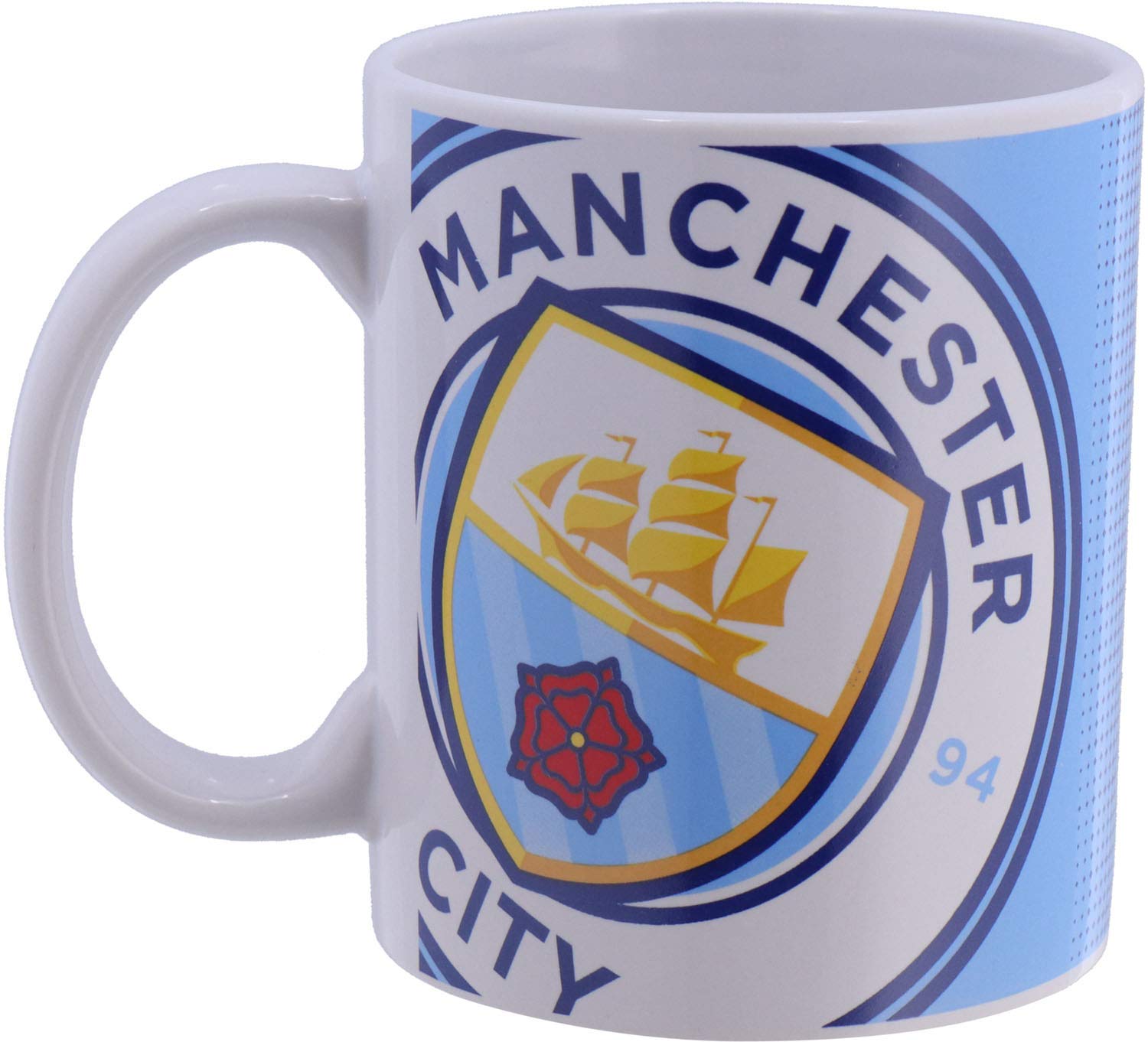 Manchester City F.C. Forever Collectibles (UK) Ltd Man City Halftone 11oz Boxed Mug,Sky Blue
