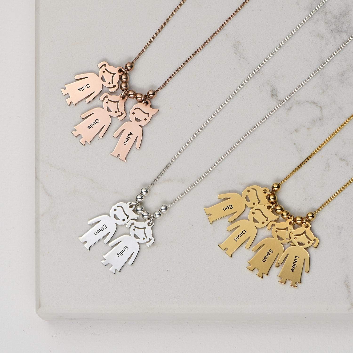 MyNameNecklace Personalized Engraving Charms Mothers Necklace-Engraved Boy Girl Charm Jewelry Gift for Mom, Wife, Mother Day (Sterling Silver 925, 2 Charms): Jewelry