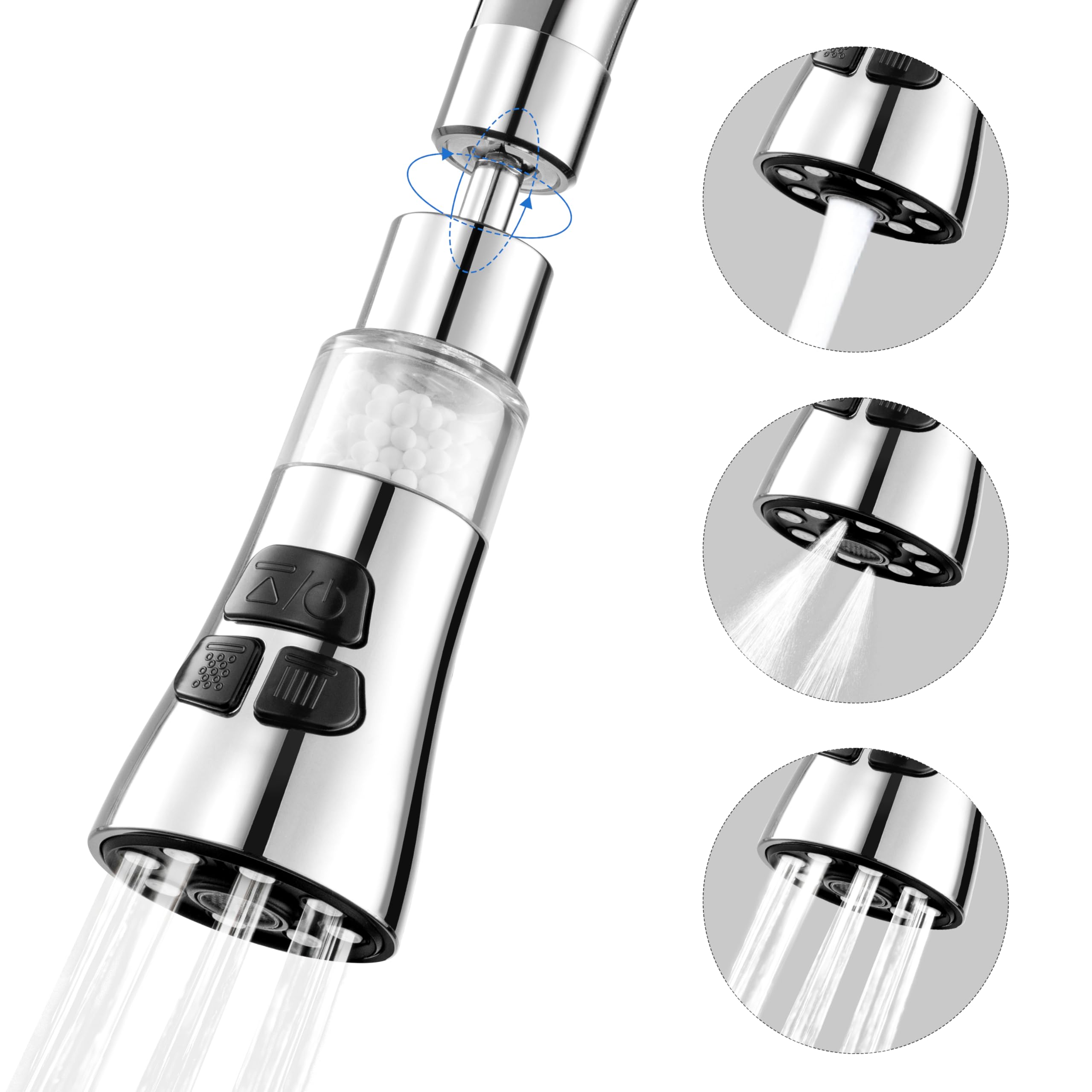 Photo 1 of GQIRIL Sink Water Filter Faucet - 360° Rotating Faucet Filter Set with 9 Accessories, 3 Mode Sprayer Extender Purifier Remove Heavy Metal Hard Water for Kitchen Bathroom Home Toilets (Silver)
