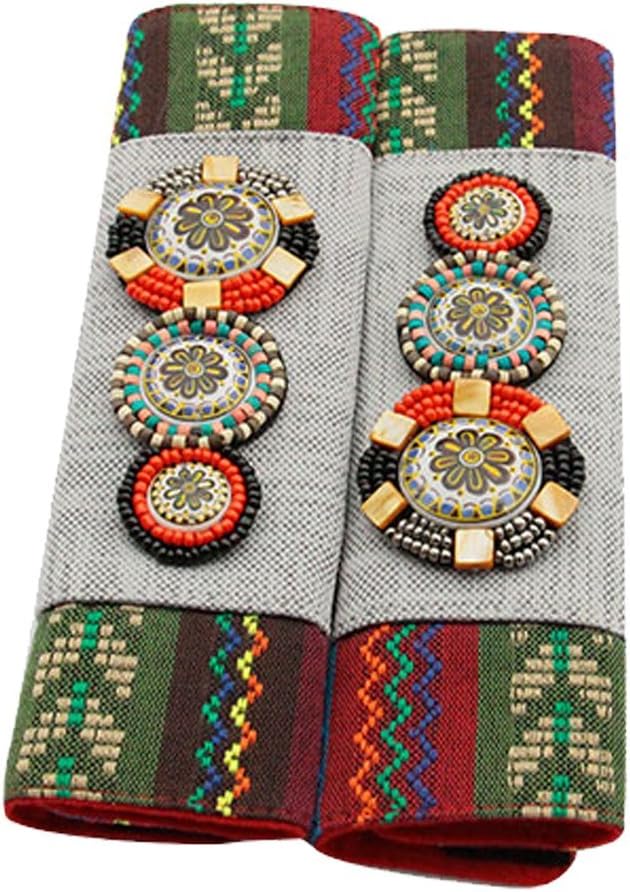 Lzttyee 2Pcs Bohemian Style Cloth Car Seat Belt Cover Pads Universal Comfort Auto Seatbelt Strap Shoulder Protector (Gary)