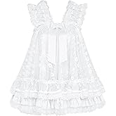 Satini Lingerie Satin Sissy Babydoll Ruffles Frilly Lace Nightie Negligee Cosplay Nightwear Dress