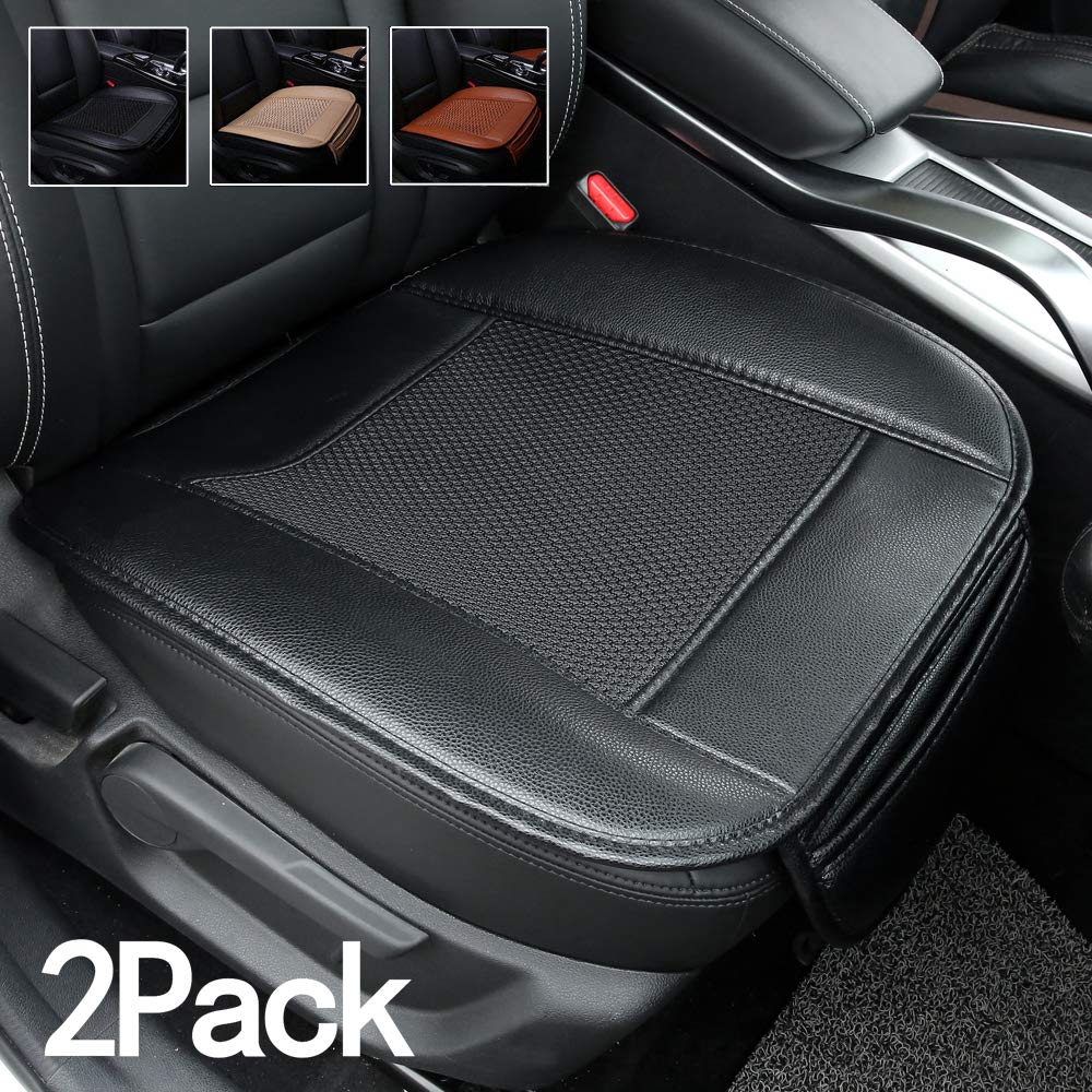 Suninbox Car Seat Covers,2 Pack Universal Auto Seat Covers,Ice Silk Auto Seat Cushion Protector Pad Mat[Carbonized Leather] Bottom Seat Covers(Black 2PC Front Seat)