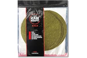Raw Wraps, Gluten Free, Paleo, and Keto Friendly, Shelf Stable, 5 Wraps per Pack , Vegan, Non-GMO, No Added Salt or Sugar, Yeast Free, Low Carb Tortilla Wraps, Kale Flavor