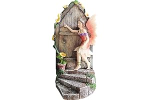 JIUMO Fairy Doors for Trees Outdoor Big Fairy Garden Doors Miniature Fairy Doors for Kids Enchanted Fairies Door Wall Tree Trunk 2-Color