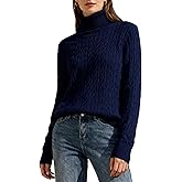 DAIMIDY Women's Cable Knit Turtleneck Sweater Long Sleeve Lightweight Knit Pullover Tops Fall Fashions