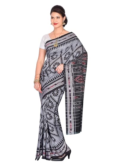 ODISHA HANDLOOM Womens Sambalpuri Ikat Cotton Saree (OHAUG2019-110, Blue)