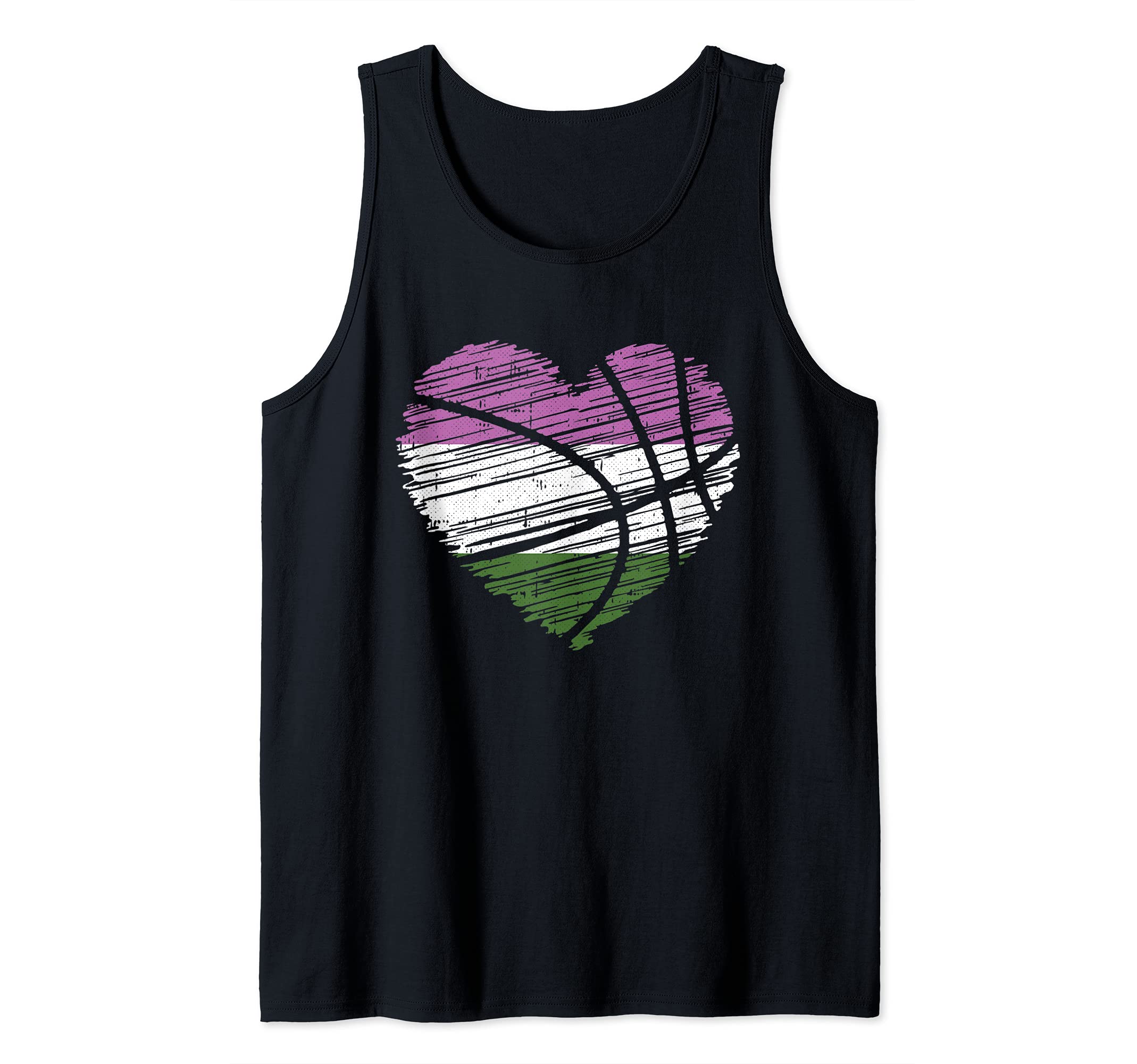 Basket-Ball Heart Gender-queer Pride Cool Sport LGBT-Q Ally Tank Top