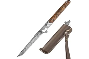 ITOKEY Folding Pocket Knife for Men, 3.6inch Tanto Blade Knife with Liner Lock, EDC Pocket Knife with Sheath, Slim Gentleman's Knifes, Cool Knives for Everyday Carry Outdoor, Cool Gadgets for Men
