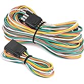 Nilight - 10039W 4 Pin Flat Trailer Wiring Harness Kit 18AWG 25Feet Male 4Feet Female Wishbone-Style Wiring Harness Extension