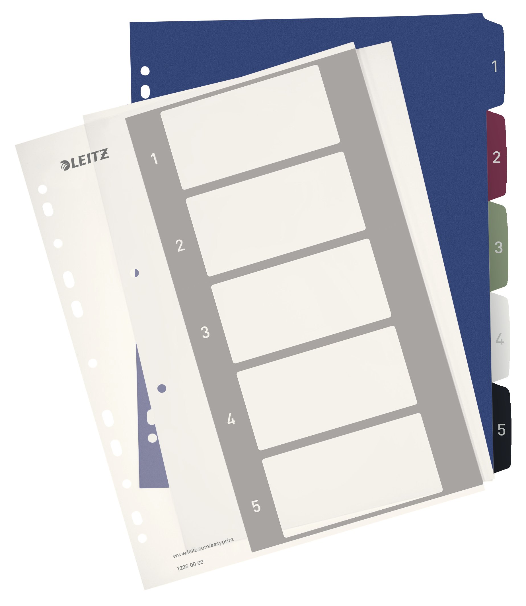 Leitz 1-5 Index, A4, PC Printable, Heavy Duty Plastic, Extra Wide, 12350000