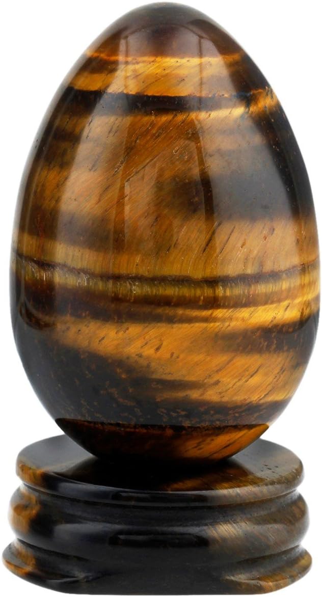 Shanxing Tiger's Eye Crystal Egg with Stand,Carved Stone for Crystals Healing Reiki Decoration