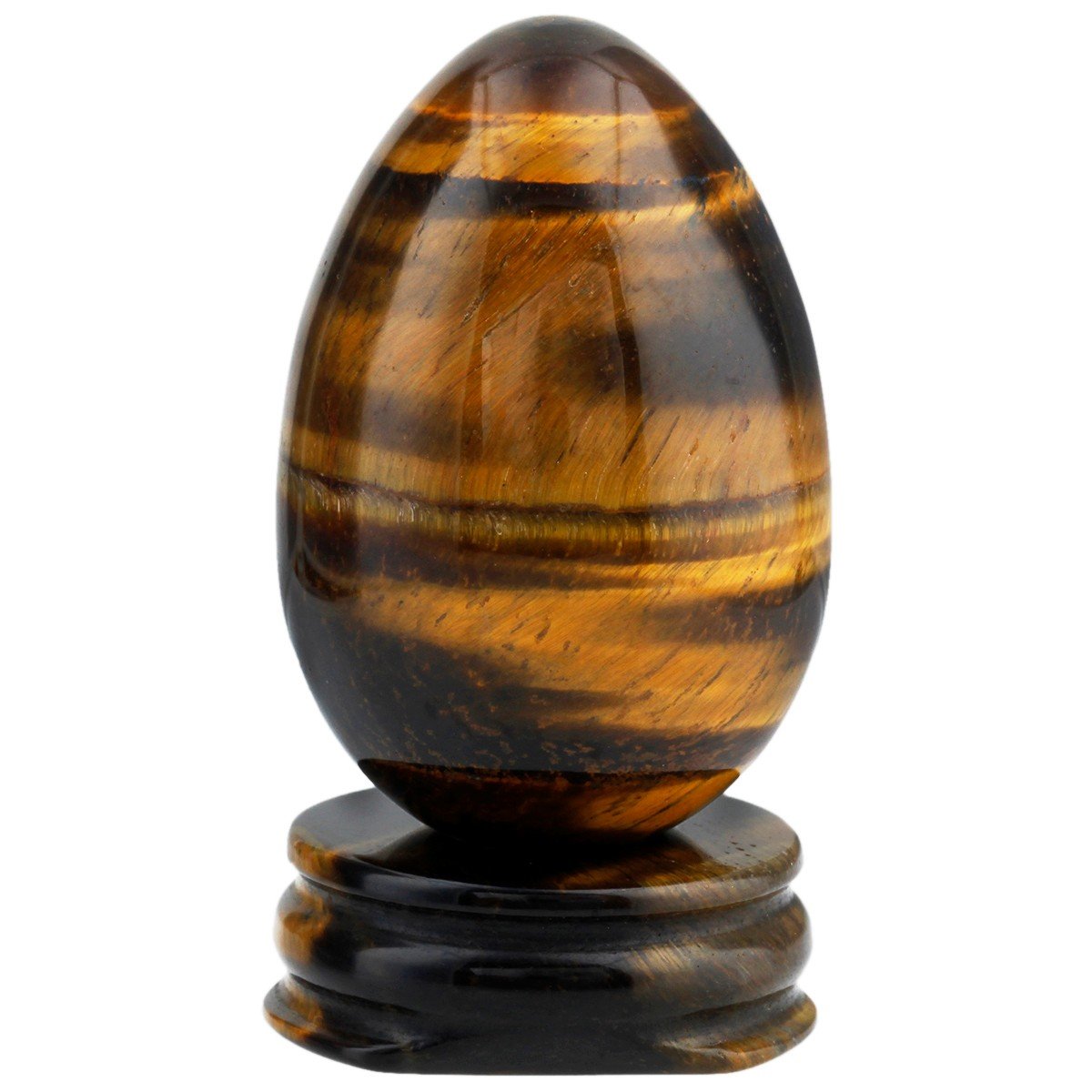 Shanxing Tiger's Eye Crystal Egg with Stand,Carved Stone for Crystals Healing Reiki Decoration