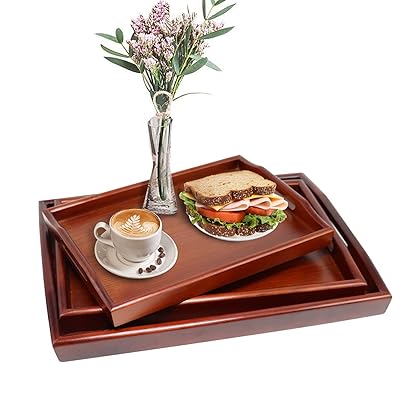 Set of Large Wooden Serving Trays with Handles for Bahrain Ubuy