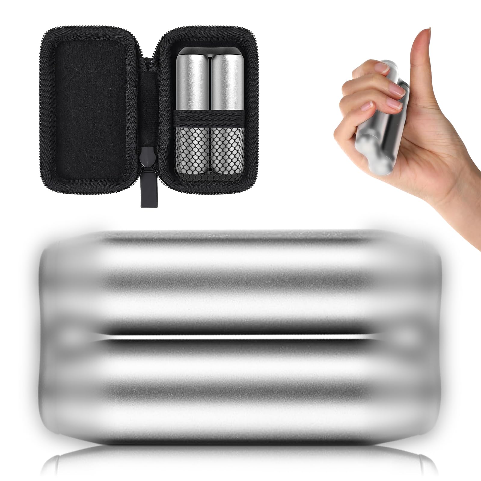 Spinner Fidget Roller Handheld Fidget Toy Portable Metal Roller Finger Decompression Roll for Adults Men Women Relieve Stress Tension Promoting Focus Clarity Office Roller Toys (Silver)