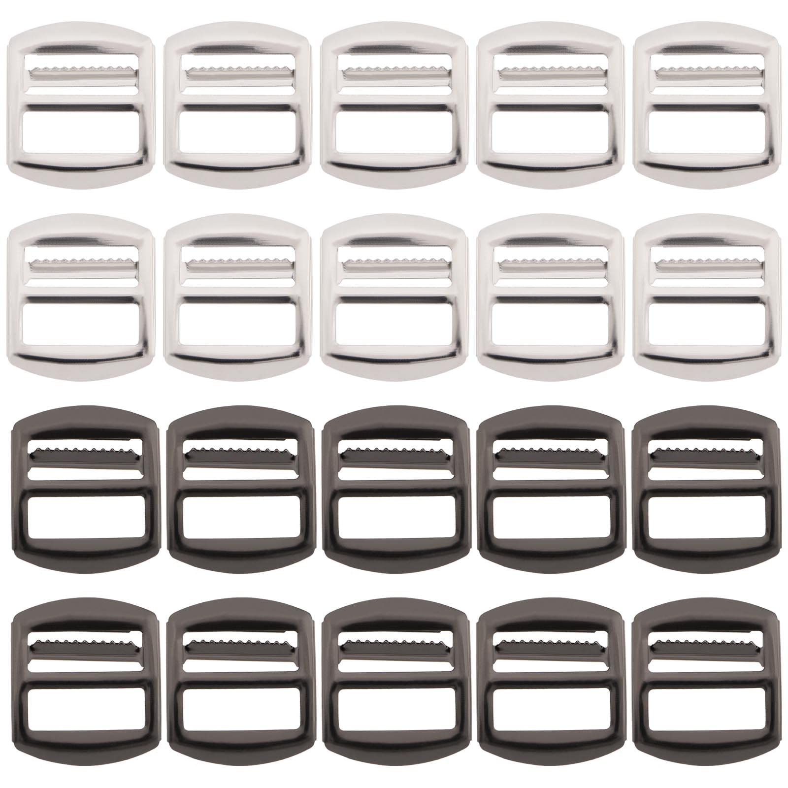 VGOL 20Pcs Metal Slide Buckle Replacement Adjustable Buckle for Waistcoat Backpack Webbing Straps Handbag Bag Accessories Camping Bag Belt