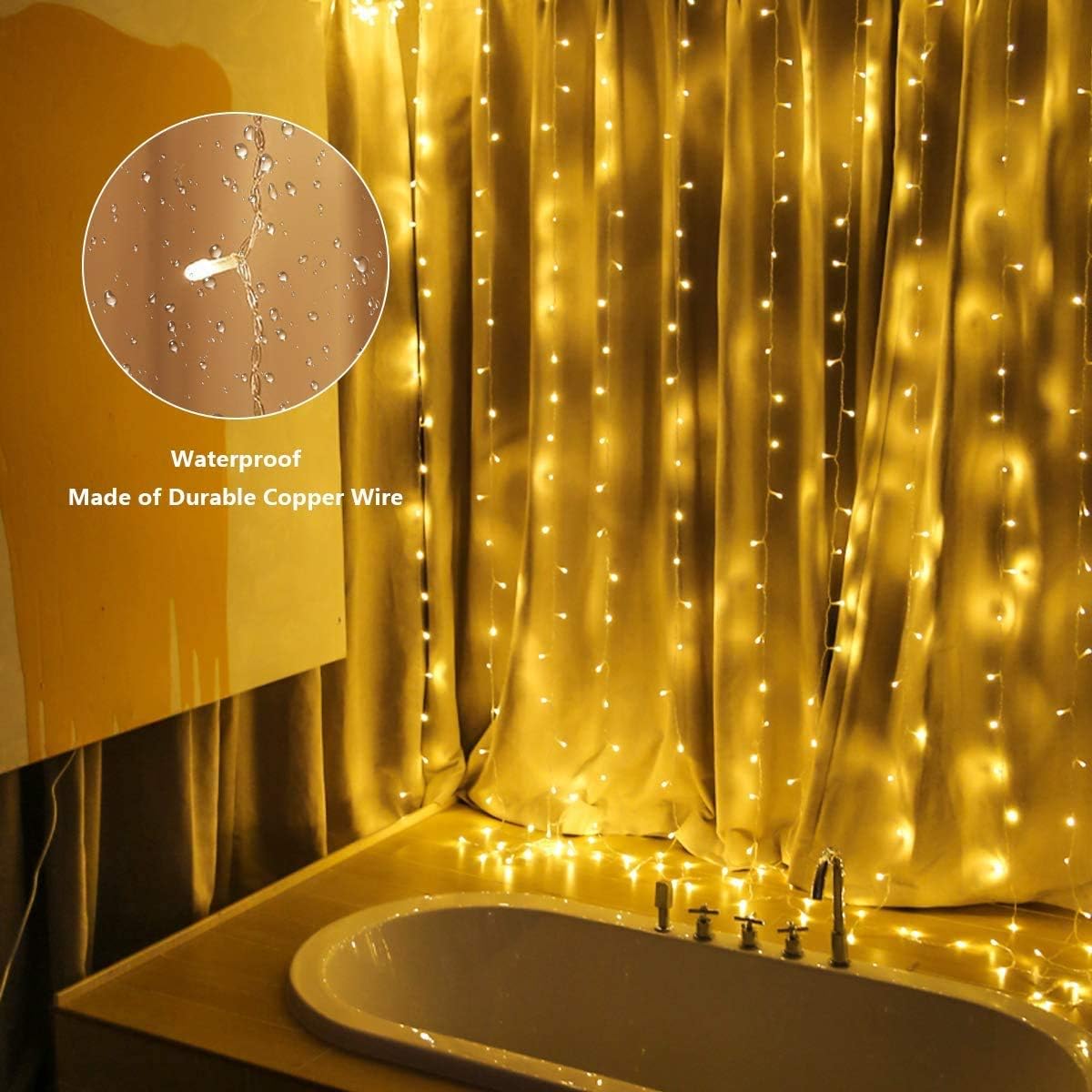 Elegear 6m x 3m Curtain Lights Mains Powered 600 LED - Image 4