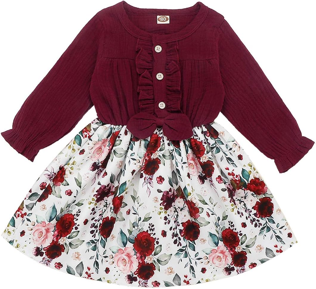 Toddler Baby Girls Clothes Dresses Outfits Cute Ruffle Princess Party Tutu Bowknot Dress