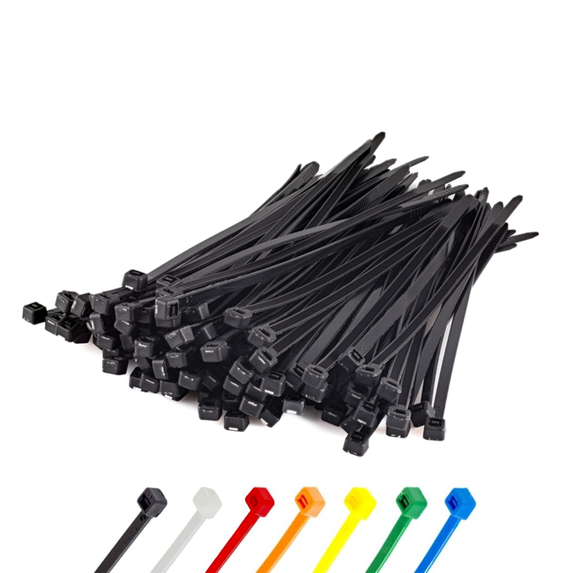 Black Cable Ties 200mm (8"), 3.6mm | Pack of 100 | Standard Nylon Zip Ties, Self-Locking | Cable Management, Home, Office, Automotive & Network Use - Abacus Range