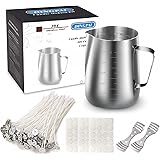 DINGPAI Candle Making Kit, DIY Candles Craft Tools,1pc Candle Make Pouring Pot,50pcs Candle Wicks, 50pcs Candle Wicks Sticker