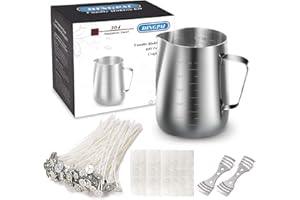 DINGPAI Candle Making Kit, DIY Candles Craft Tools,1pc Candle Make Pouring Pot,50pcs Candle Wicks, 50pcs Candle Wicks Sticker and 2pcs 3-Hole Candle Wicks Holder