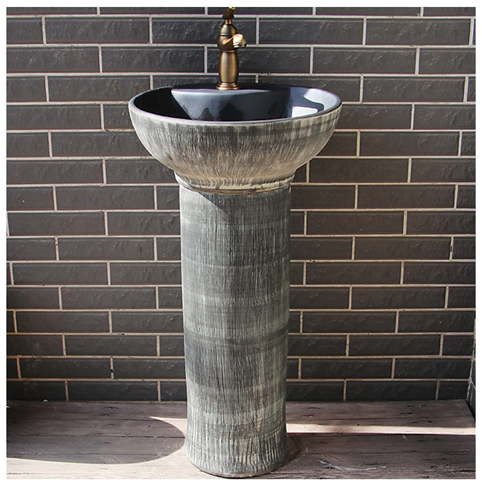 YRRA Bathrooms Ceramic Luxurious Pedestal Basin Round Freestanding - Main Image