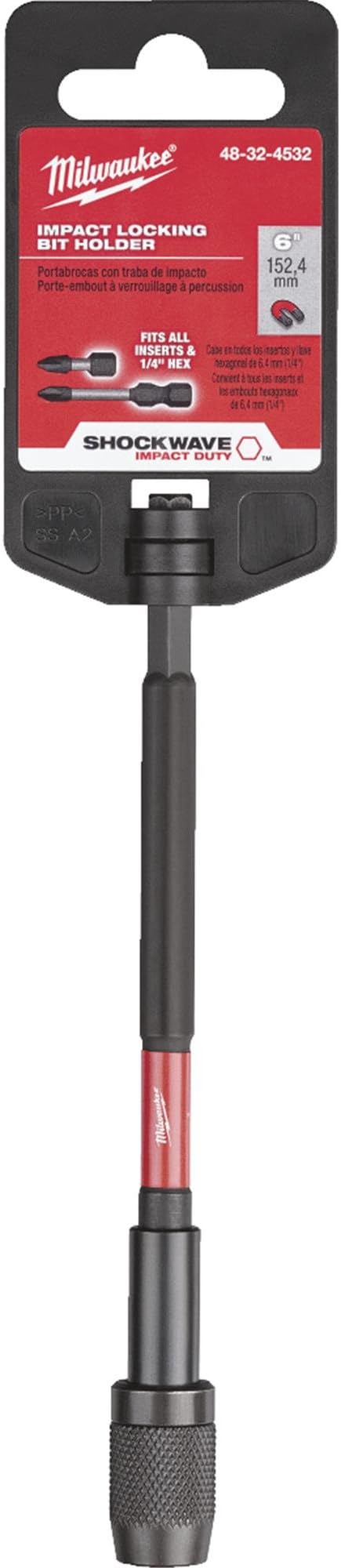 Milwaukee Shockwave 48-32-4502 Porte-embout Magnétique à Tige Hexagonale 6 Cm