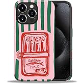 ANLUN STORE Case for iPhone 15 Pro Max,Hybrid Dual Protection Soft TPU + Hard PC Shockproof Cover, Anti-Scratch & Slim Protective Men Women Case for iPhone 15 Pro Max Retro Tinned Fish Stripe Design