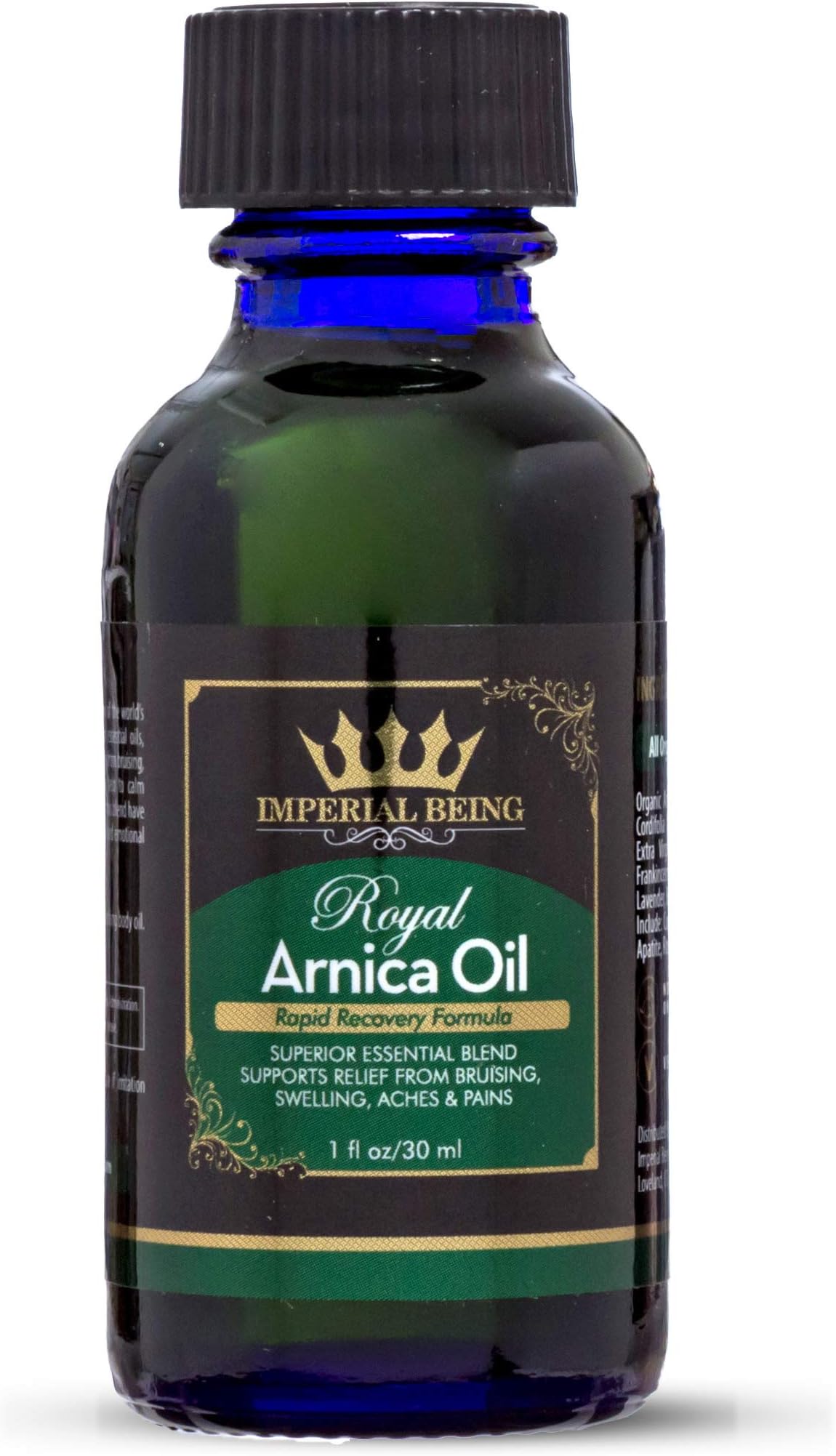 ROYAL ARNICA OIL - Rapid Recovery Formula - Organic Super Premium Herbal Blend with Essential Oils for Natural Pain Relief, Sore Muscles, Bruise Care, Massage Therapy, Trauma, Aches (1oz)