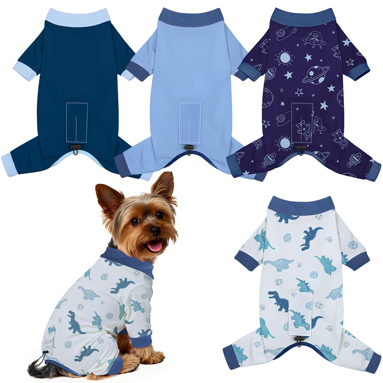 Photo 1 of 4 Pack Dog Pajamas Pet Costumes Dog Jammies Onesies Sweatshirt Adjustable Breathable Stretchy Clothes for Puppy Small Medium Large Dogs Girls Boys,