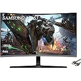 Samsung 32" Essential S3 Series FHD Curved Monitor, 1800R, Game Mode, 100Hz Refresh Rate, Game Mode, Eye Saver Mode, Black, with HDMI Cable