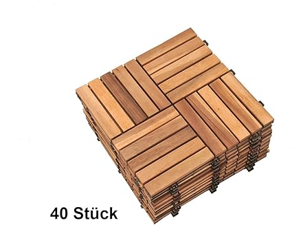 SAM® Holzfliesen 40 Stück 3,6 m² Hartholzfliesen aus Akazienholz für