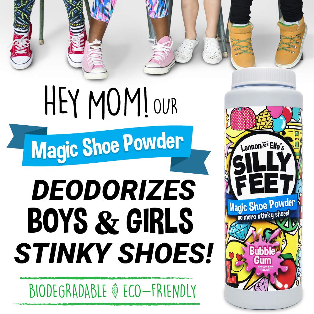 Magic Shoe Smell Powder - Foot Powder Shoe Odor Eliminator For Kids Smelly Feet - 8 oz Bubble Gum Scent : Beauty