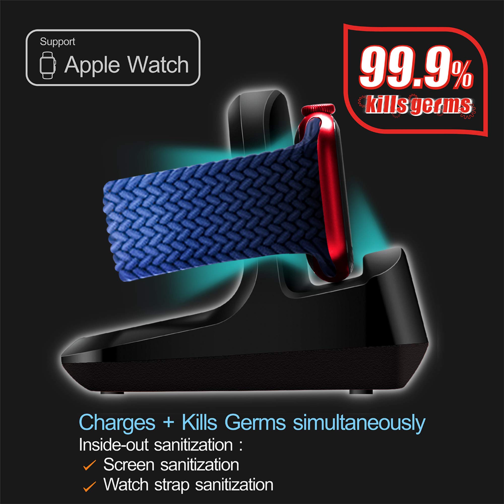 [WatchSoap] Dry Cleaner & Charger Stand, Apple Watch Stand for Apple Watch 6 SE/5/4/3/2/1, fits for Old/New Apple Watch Bands, iWatch Wrist Straps (44mm/ 42mm | 40mm/ 38mm) | [iWatch Charger Cleaner]